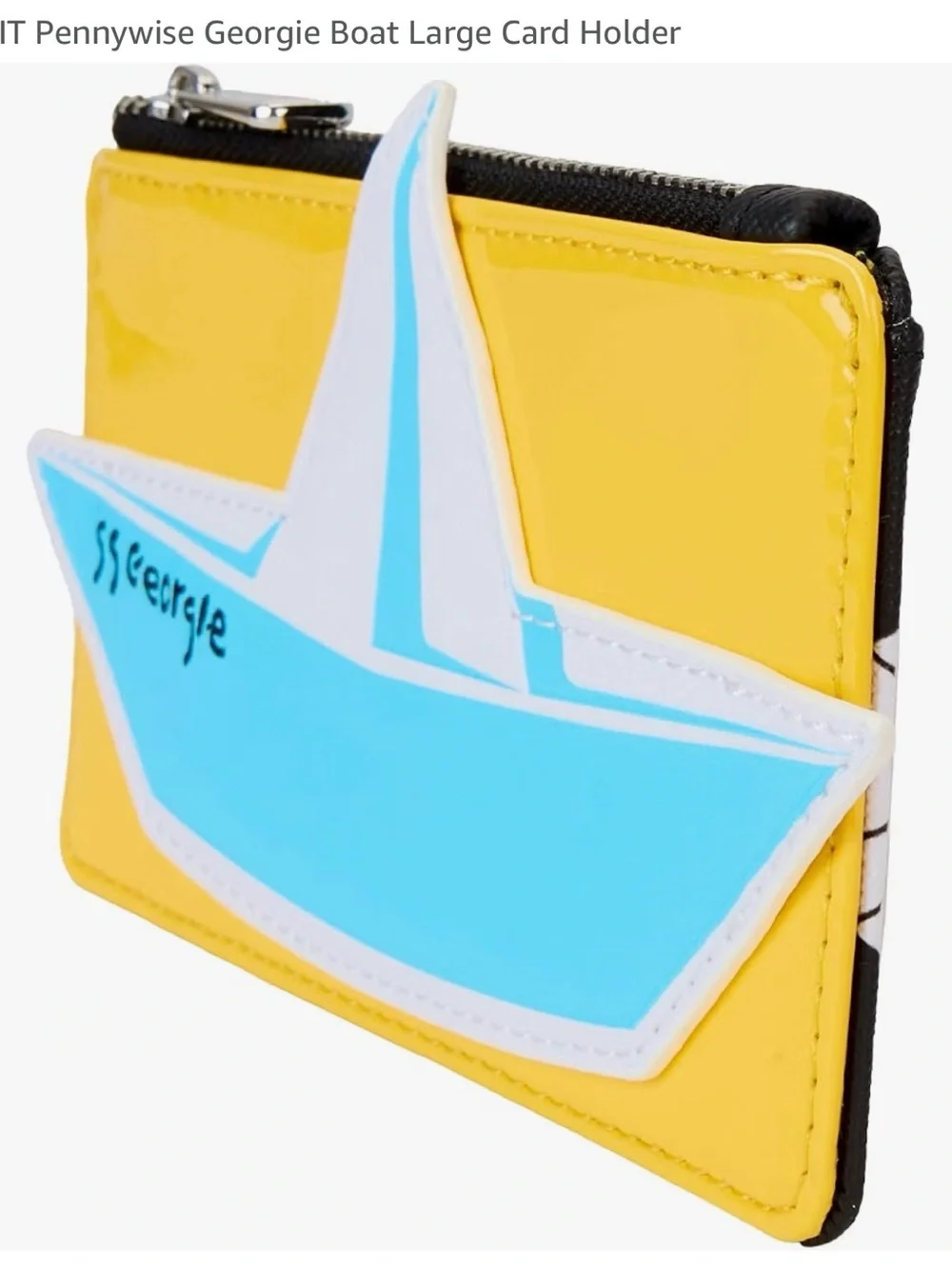 Loungefly Black and Yellow Pennywise Zip  Georgie Boat Cardholder Wallet